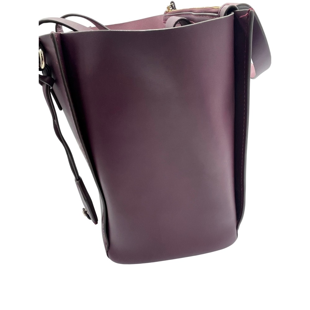 Kate Spade New York Plum Burg Lthr Tote Bag Zipperd Compartment Gold Logo GSVUV9 - Picture 3 of 10
